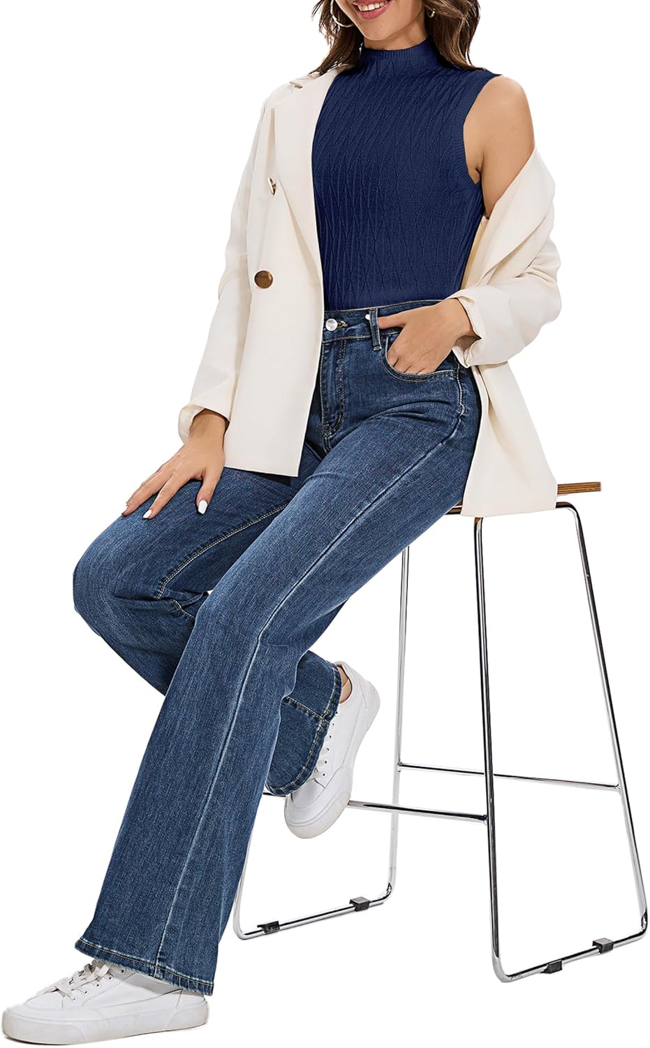 Totatuit Sleeveless Turtleneck Tops for Women Mock Turtle Neck Sweater Vest Casual Knit Pullover Tank Top 2025 Trendy Clothes - Image 7