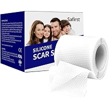 Silicone Scar Sheets 1.6"x39.4" Roll-1M Scars Removal Treatment Medical Grade Silicone Scar Tape for Skin Resuable Strip for Tummy Tuck,Incision,Keloid,C-Section,Burn,Acne Scarswhite