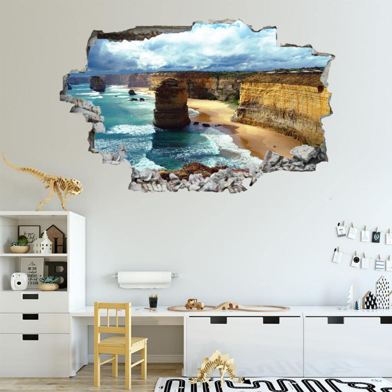 Mer Sticker Mural Ciel Nuages 3D Autocollant de Sol Autocollant de Plafond Wall Sticker Décoration Salon Chambre Maison la Chambre des Enfants bébé Enfant garçons Filles 80x120cm