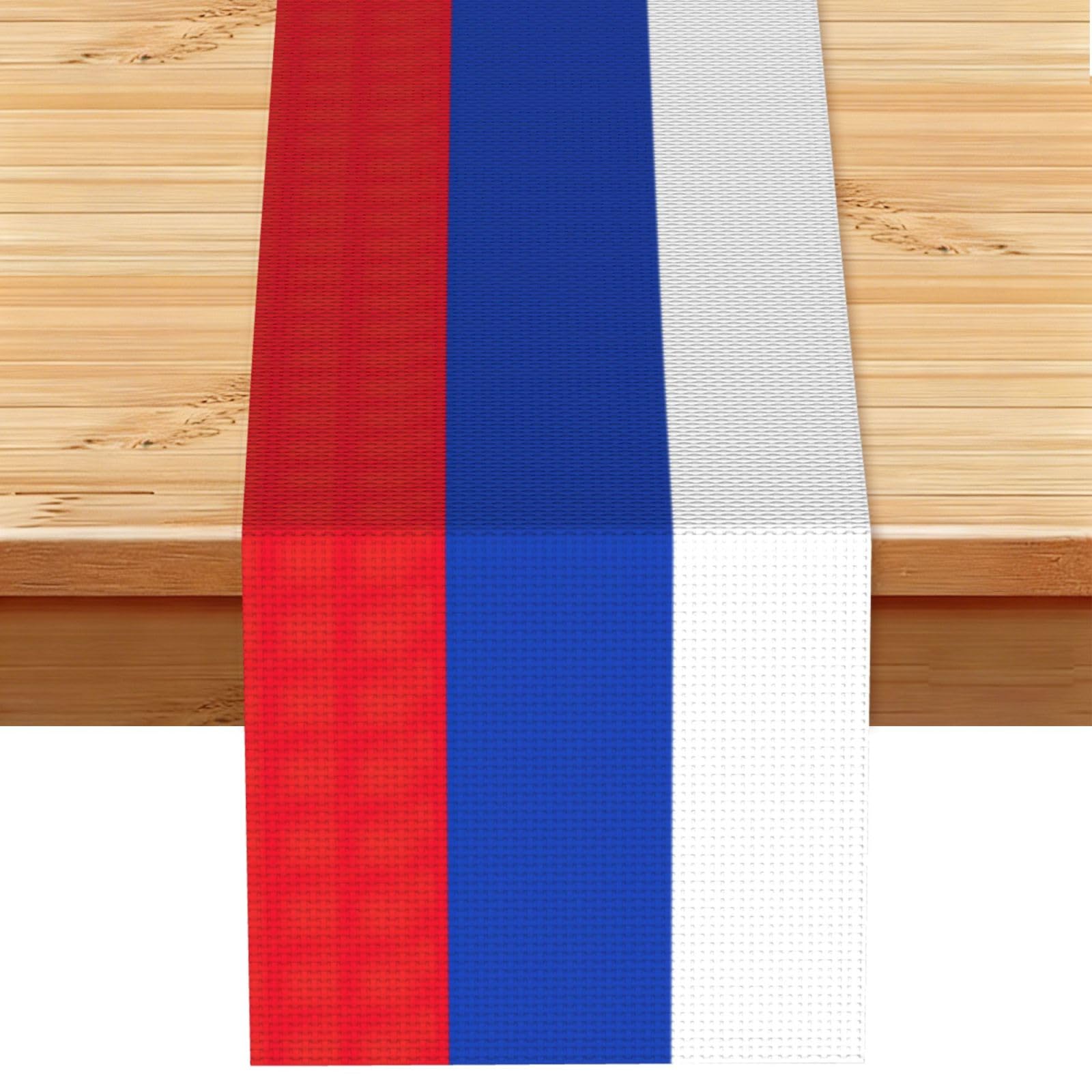 Russian Flag Printed Table Runner 13 x 72, Wrinkle Resistant Decor for Dining Table Coffee Table Fireplace