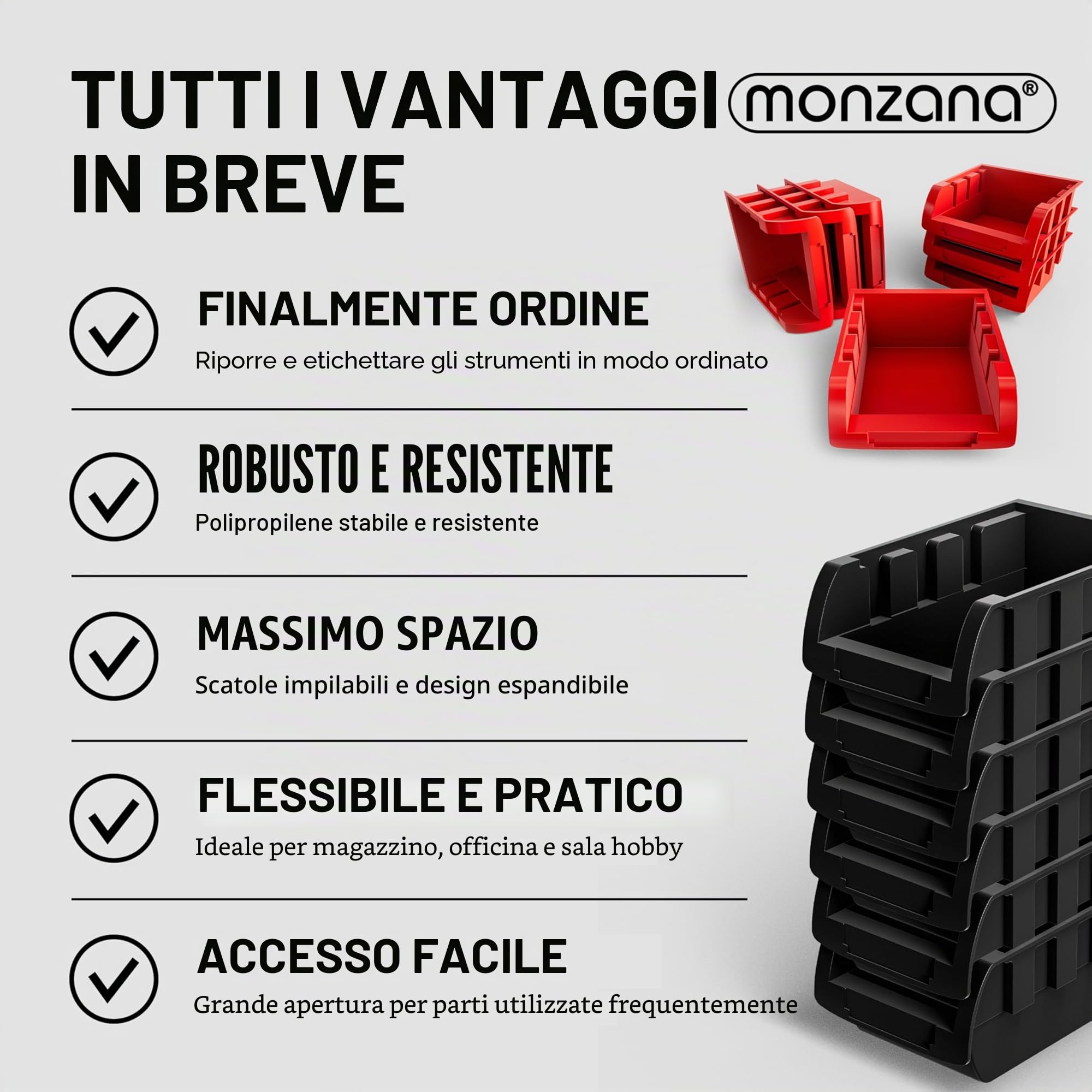 DEUBA® Pannello Preforato Portautensili 43 pz. Box Impilabili Parete Attrezzata Officina Organizer Ampliabile Garage