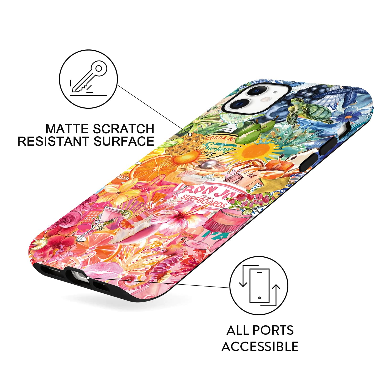 IPhone 11 Hülle – Collage-Design Mit Früchten & Blumen, Stoßfest | Silikon-Case, Schlank, Mit Kameraschutz