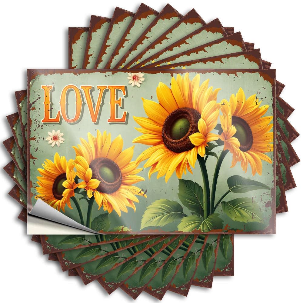 Fzfn Colour Sticker Plastic, Science Cover Love Sunflowers In Bloom | House Stuff(8X12cm)