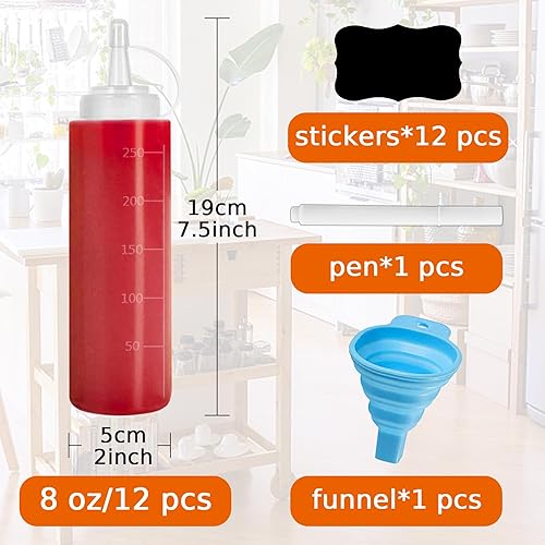 Vista 2 de Botella exprimible para condimentos, botellas de plástico para salsa de tomate para salsa, barbacoa, aderezo, pintura, taller, dispensador de arte