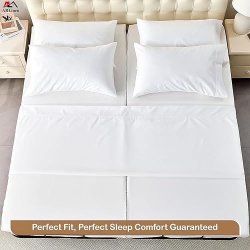 Miniatura 5 de Juego de sábanas Split King, juego de 7 piezas, sábanas individuales XL para cama ajustable, 100% algodón egipcio, lujo de hotel, bolsillos extra