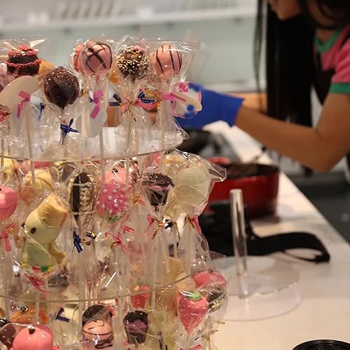 Miniatura 3 de Kit de palitos y envoltorios para tartas de 6 pulgadas, incluye palitos de piruleta de papel de 6 pulgadas, bolsas de dulces, lazos giratorios y