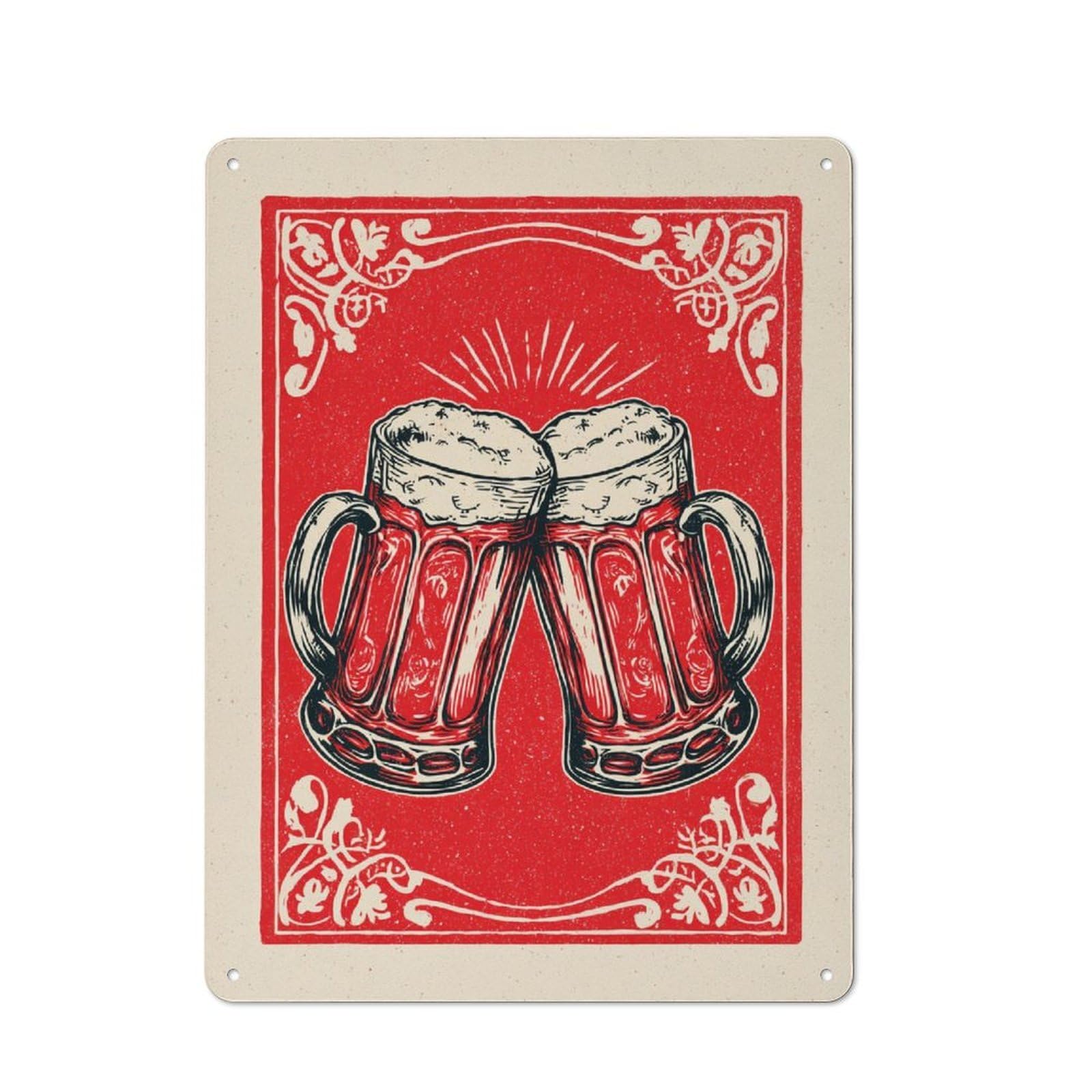 Junmoney Cheers To Beer Rustic Tin Wall Plaque 40X30cm For Studio Or Craft Room, For Garage, Workshop And Man Cave Decoration