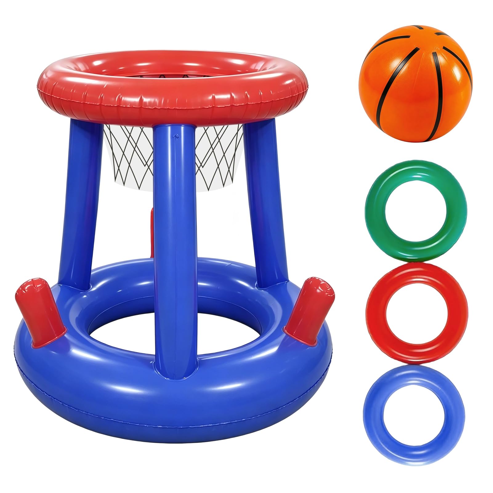 SKIPTHYBER Inflatable Pool Basketball Hoop Water Basketball Hoop Game Inflatable Floating Hoop Game with 3 Balls, Swimming Pool Float Game for Pool Beach Party Games Summer Toy