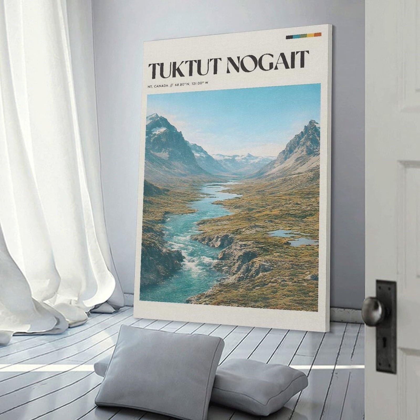 Junmoney Tuktuut Nogaitt National Park Canvas Art Print, 08x12inch(20x30cm), for Restful Interiors, Bedrooms Or Small Rooms, A Warm Accent for Relaxed Interiors