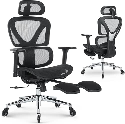 Ergonomic Office Chair with Footrest, Mesh Home Office Computer Chair