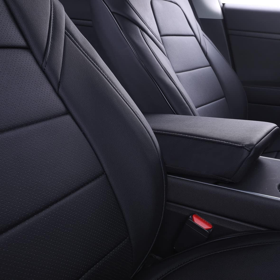 EKR Custom Fit Model X Car Seat Covers for Select Tesla Model X 2019 2020 2021 2022 2023 2024,6 Seats Full Set - Leather (Black)