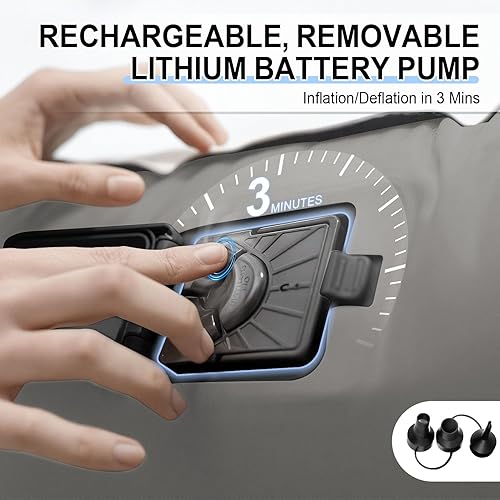 Miniatura 3 de Colchón de aire Queen con bomba alimentada por batería de 1300 mAh, tela de terciopelo holandés elevada de 18 pulgadas súper suave y cómoda, soporte