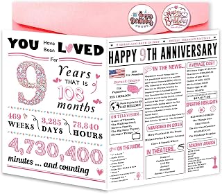 Big 9th Wedding Anniversary Card for Husband Wife,Best Pottery Gifts for 9th Anniversary Women Men,Jumbo 9 Years Anniversary Card for Him Her