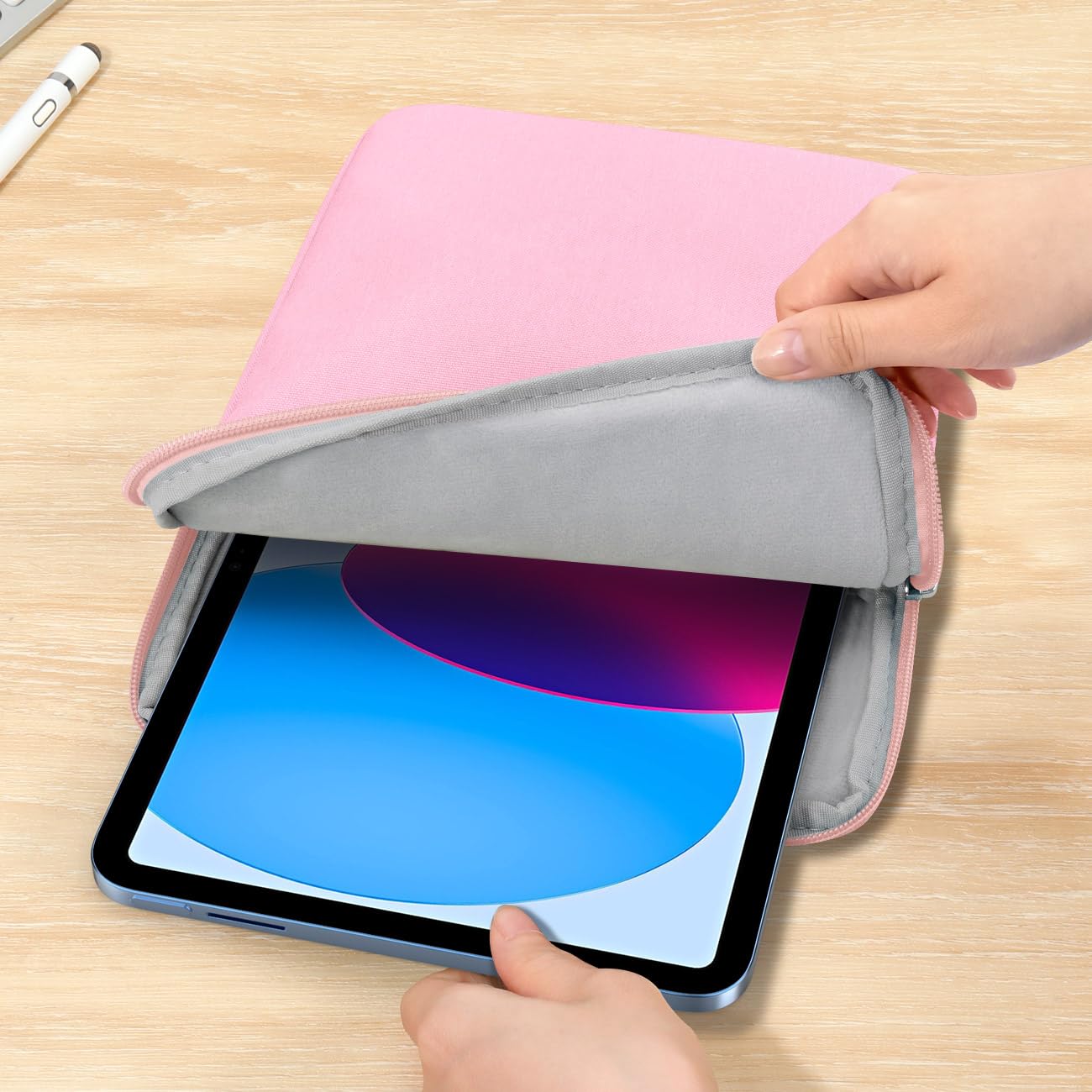 Dadanism 9-11" Custodia Protettiva Sacchetto per iPad (A16) 11", iPad Air 11" M4/M3, iPad Pro 11" M5/M4, iPad 10a Gen 10,9", iPad 9/8/7a Gen 10,2", Galaxy Tab A11+ 11", Tab M11 11", Fiore Rosa