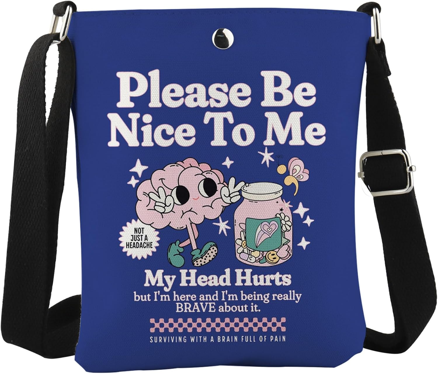 WCGXKO Migraine Survivor Gift Migraine Brain Inspired Crossbody Bag Chronic Illness Headache Survivor Gift
