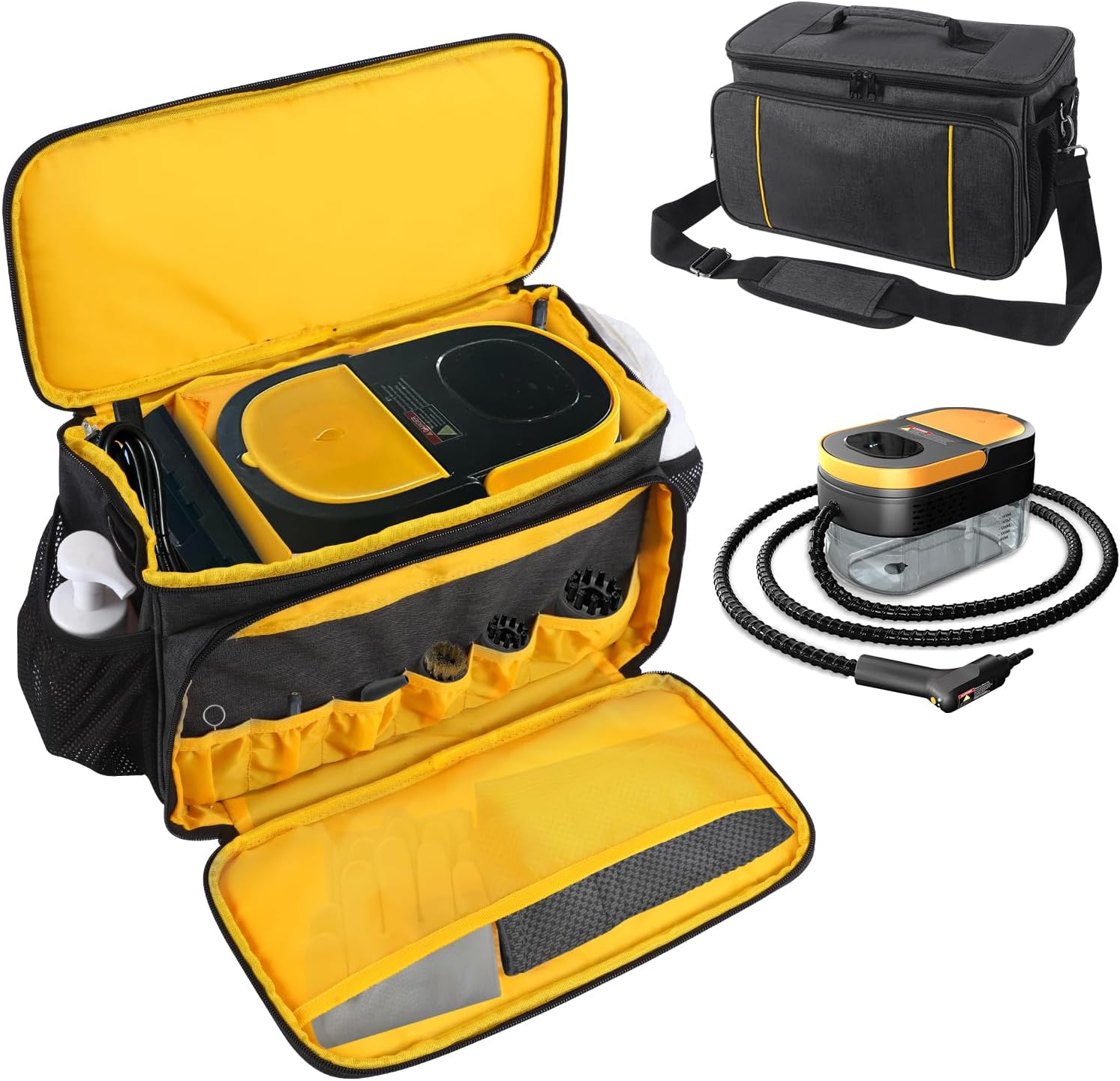 Storage Bag Compatible with Gautye Handheld Steam Cleaner, Carrying Case with Removable Shoulder Strap Portable Steam Cleaner Storage Organizer with Extra Pockets, Bag Only