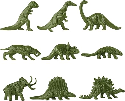Tim Mee Toy TimMee Prehistoric Plastic Dinosaur & Caveman Figures - Tan, Rust, OD Green 73pc