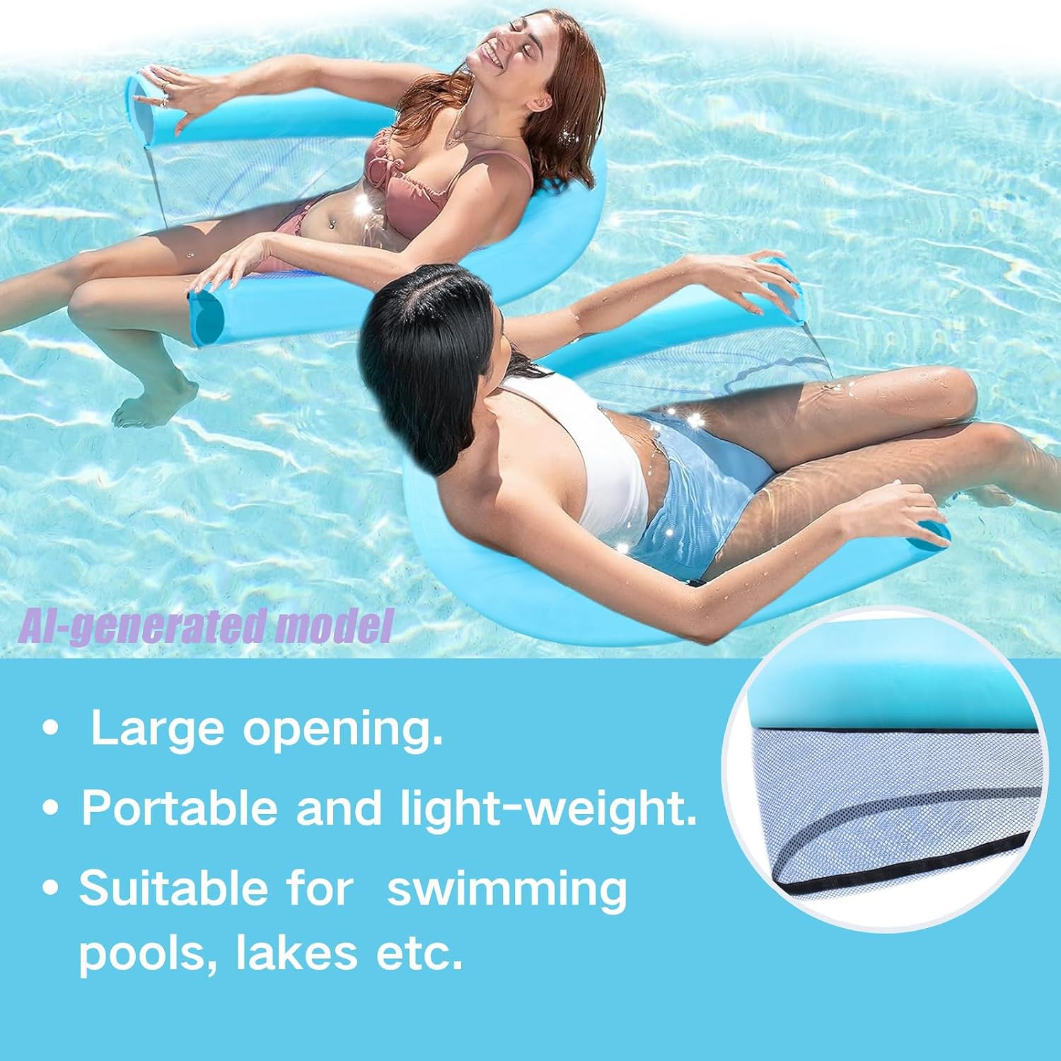 Swimming Pool Noodle Floating Mesh Chair for Adults, Pool Float Chair Noodle Chair Floats for Swimming Pool Accessories & Water Toys(Noodle Not Included)