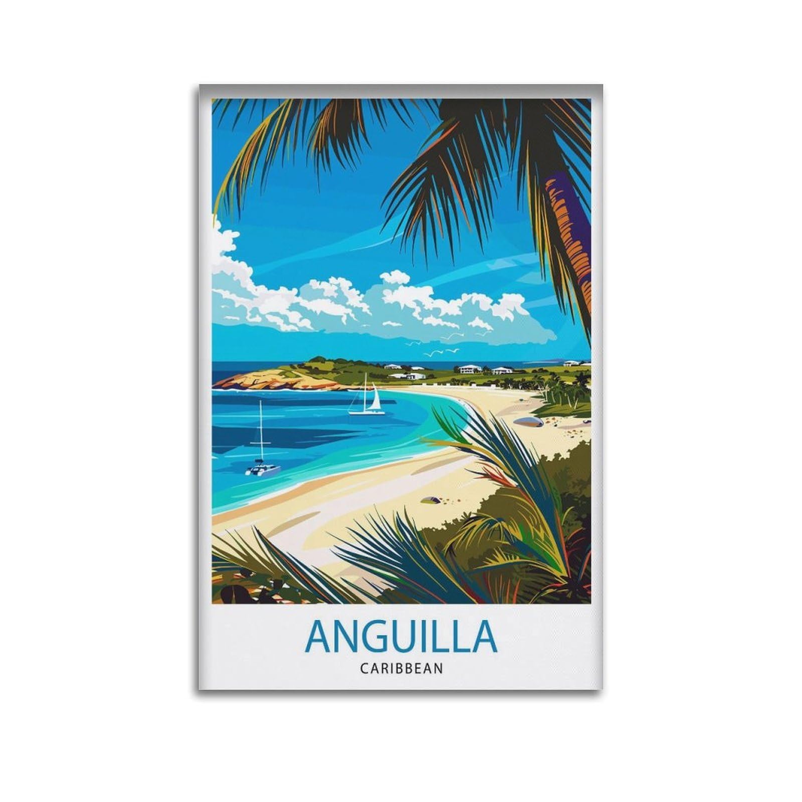 xiaoxiaoshen Anguilla Travel Caribbean Lover Canvas Poster Wall Art Prints Room Aesthetic Murals Bedroom And Living Decorations 24x36inch(60x90cm)