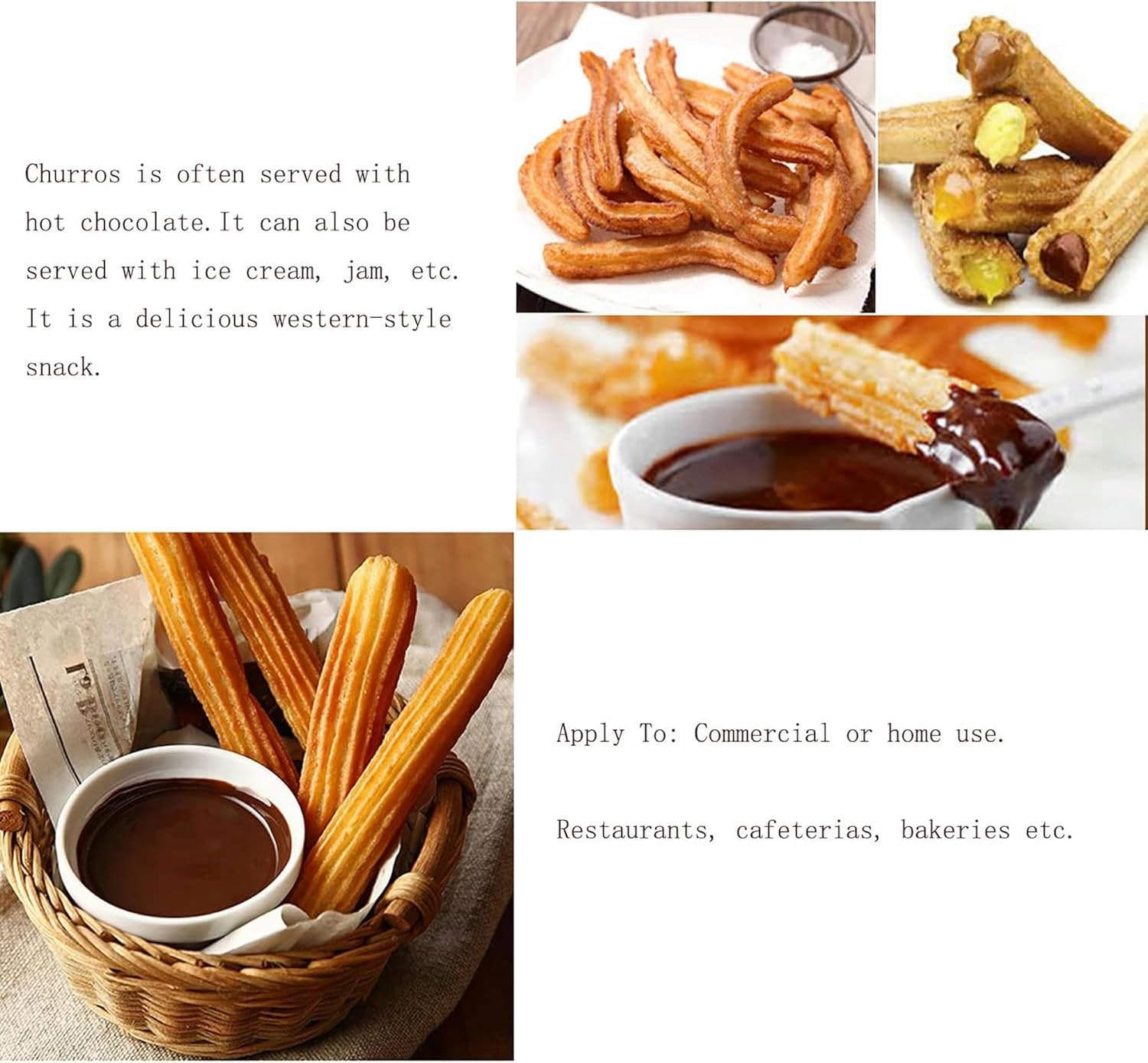 Churros Machine Commercial Stainless Steel Manual for Restaurants and Bakeries with 4 Nozzles - Vertical, 26x12x2.2 Inches, Ideal for Spanish Churros and Filled with Donuts ~/