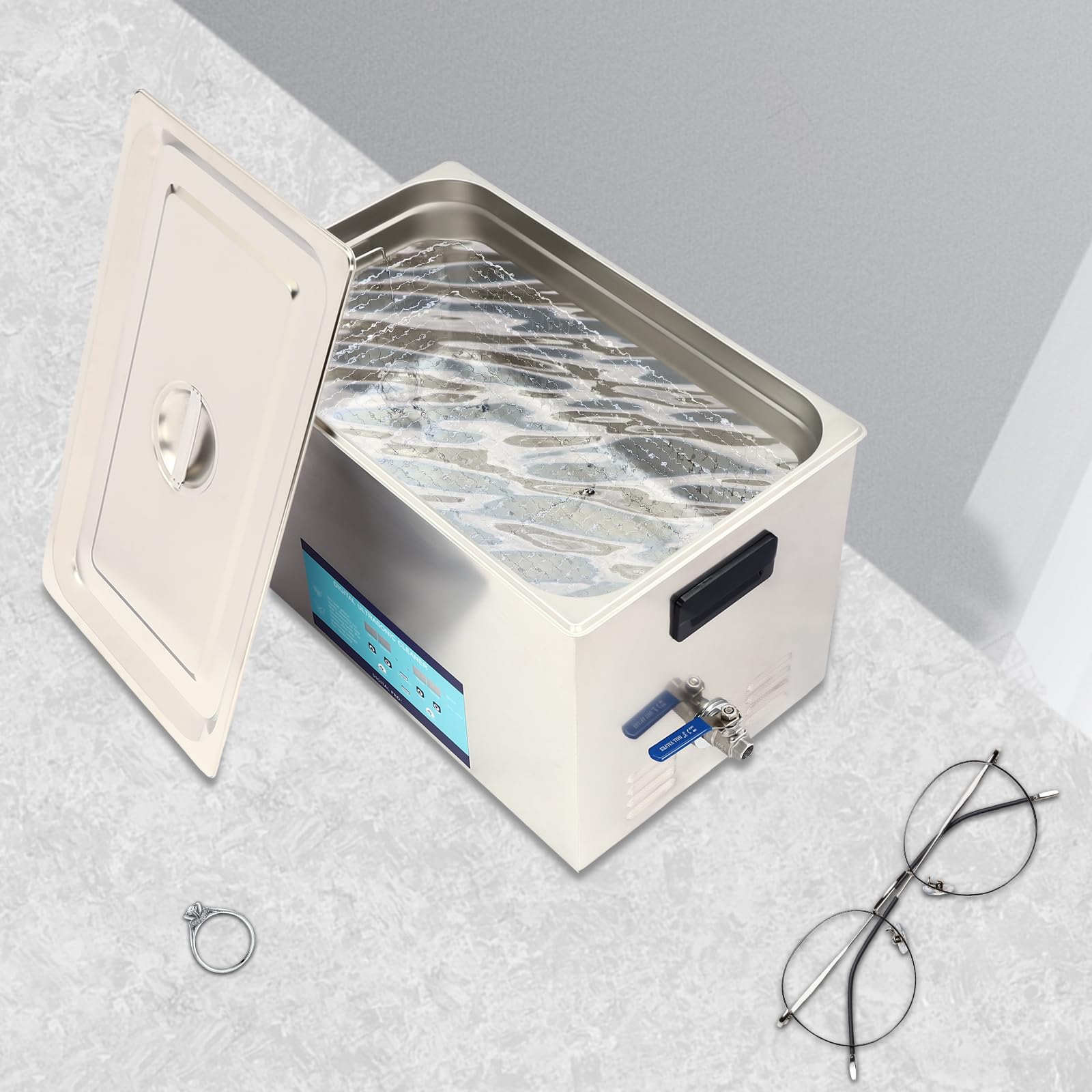 30L 600W Ultraschallreiniger Edelstahl Ultraschallreinigungsgerät mit Entgasung 28/40kHz 0–80°C 0-30min Digital ultrasonic cleaner mit Reinigungskorb Reinigung von Schmuck Brillen Uhren