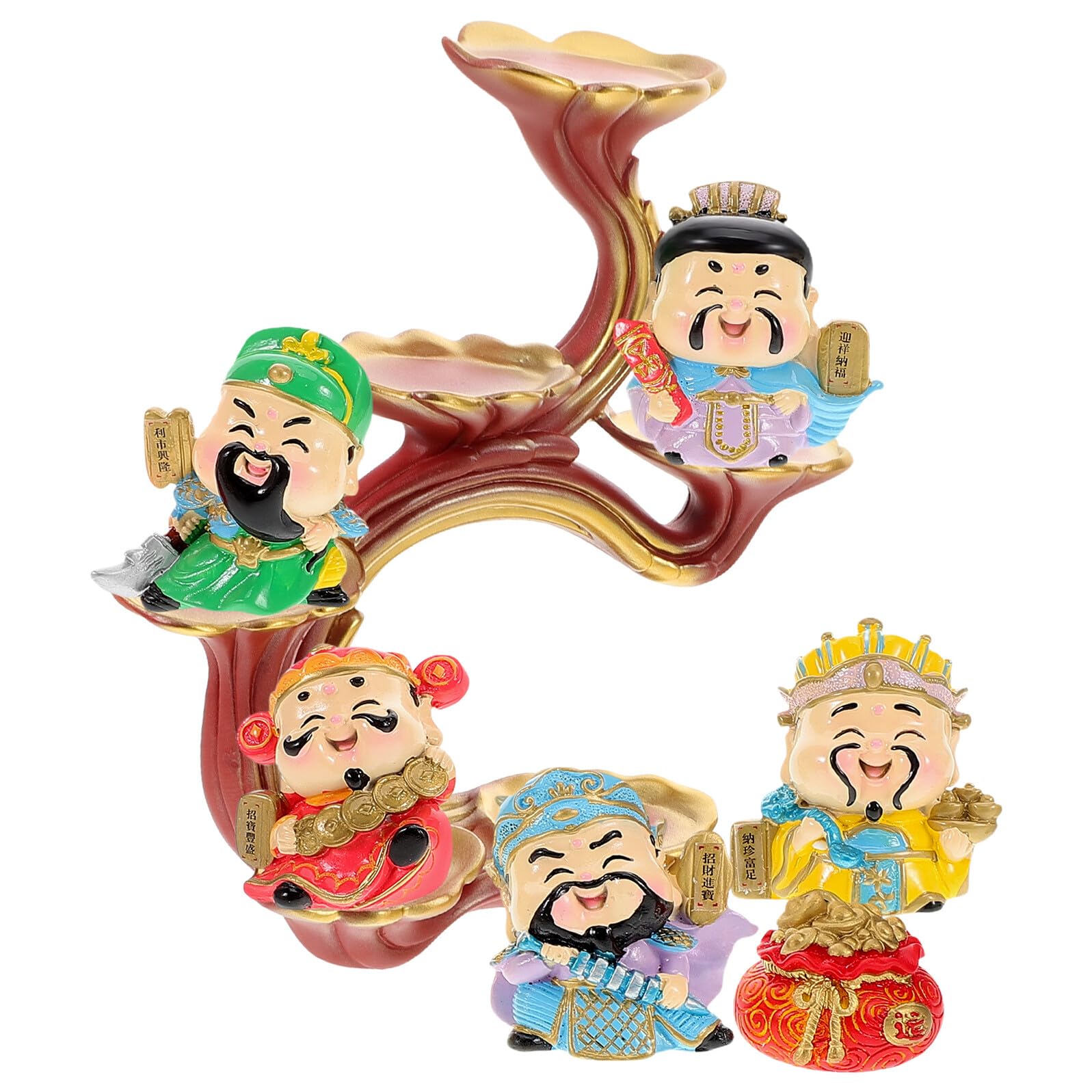 Cheval Asiatique Ornement Chance Décoration Table Petite Statue CAI Shen Arbre Fortune