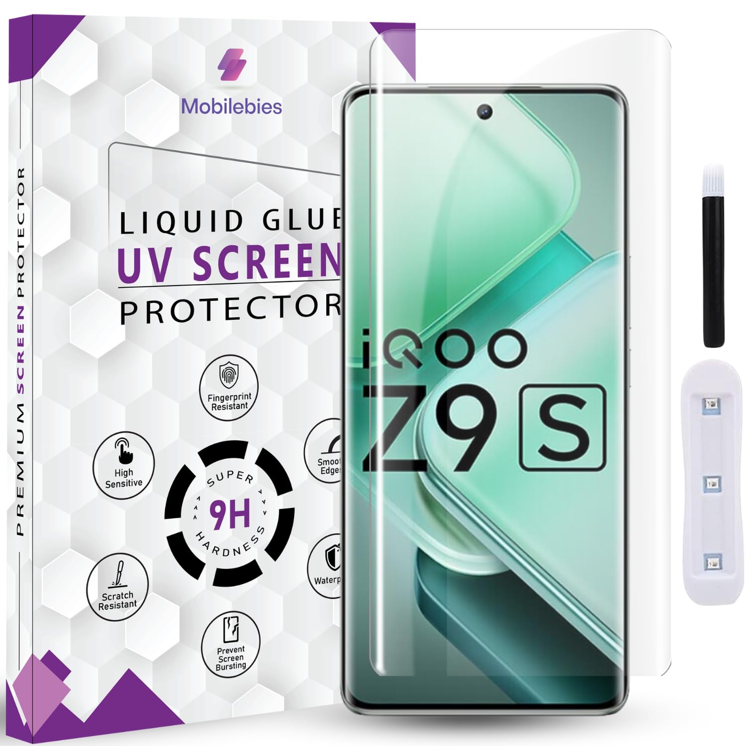 Mobilebies® Premium HD+ UV Tempered Glass Screen Protector For iQOO Z9s / iQOO Z9s Pro (6.78 Inch, Pack of 1) Curved Screen Guard, HD Clarity with installation kit & Guide (B0DF5DMD7S) Amazon Price History, Amazon Price Tracker