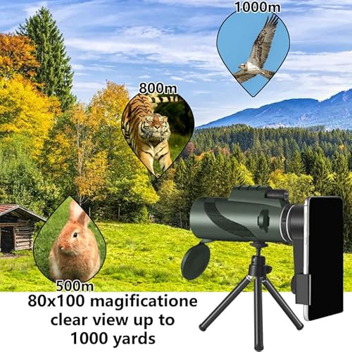 image for Meonddizio 80X100-Monocular-Telescope High Definition with Smartphone 