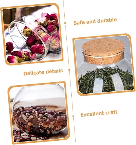 Miniatura 7 de TIDTALEO Tanque de almacenamiento de vidrio de corcho para almacenamiento de café, recipiente hermético para cereales, recipientes grandes de vidrio