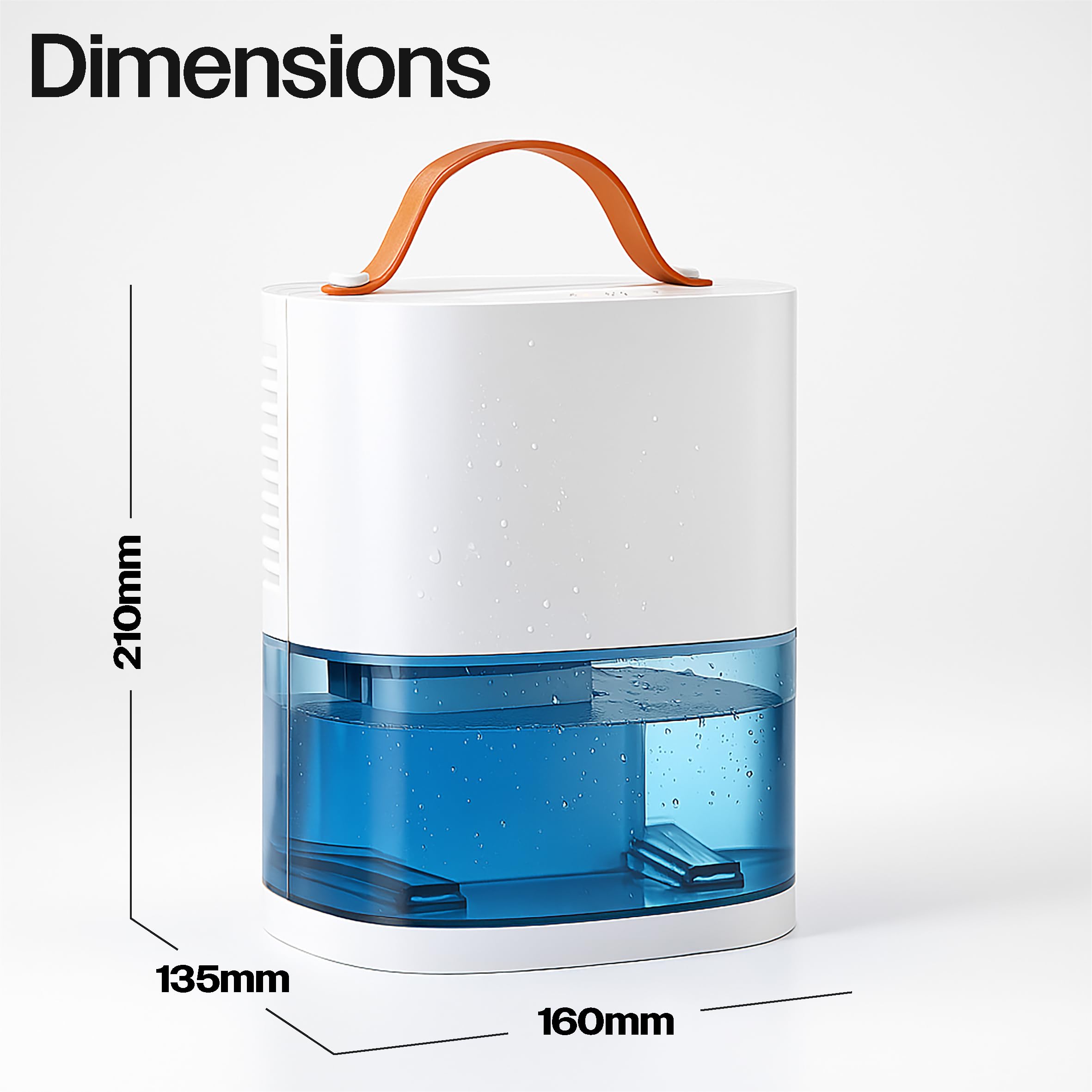 Prem-i-air Deumidificatore compatto, 240 ml/giorno, serbatoio 0,9 l, 45 dB ultra silenzioso, risparmio energetico 25 W, spegnimento automatico, ABS bianco, portatile con manico