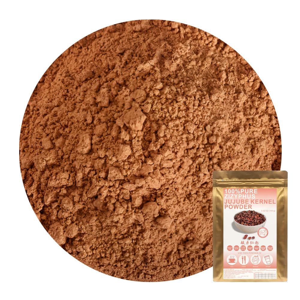 Plant Gift 100% Ziziphus Jujuba Kernel Powder 100G/3.25oz 酸枣仁粉, Nicht-GVO-Pulver, Maisgrieß, keine Füllstoffe, keine Zusatzstoffe, natürliches Zitronenmehl, toller Geschmack für Getränke