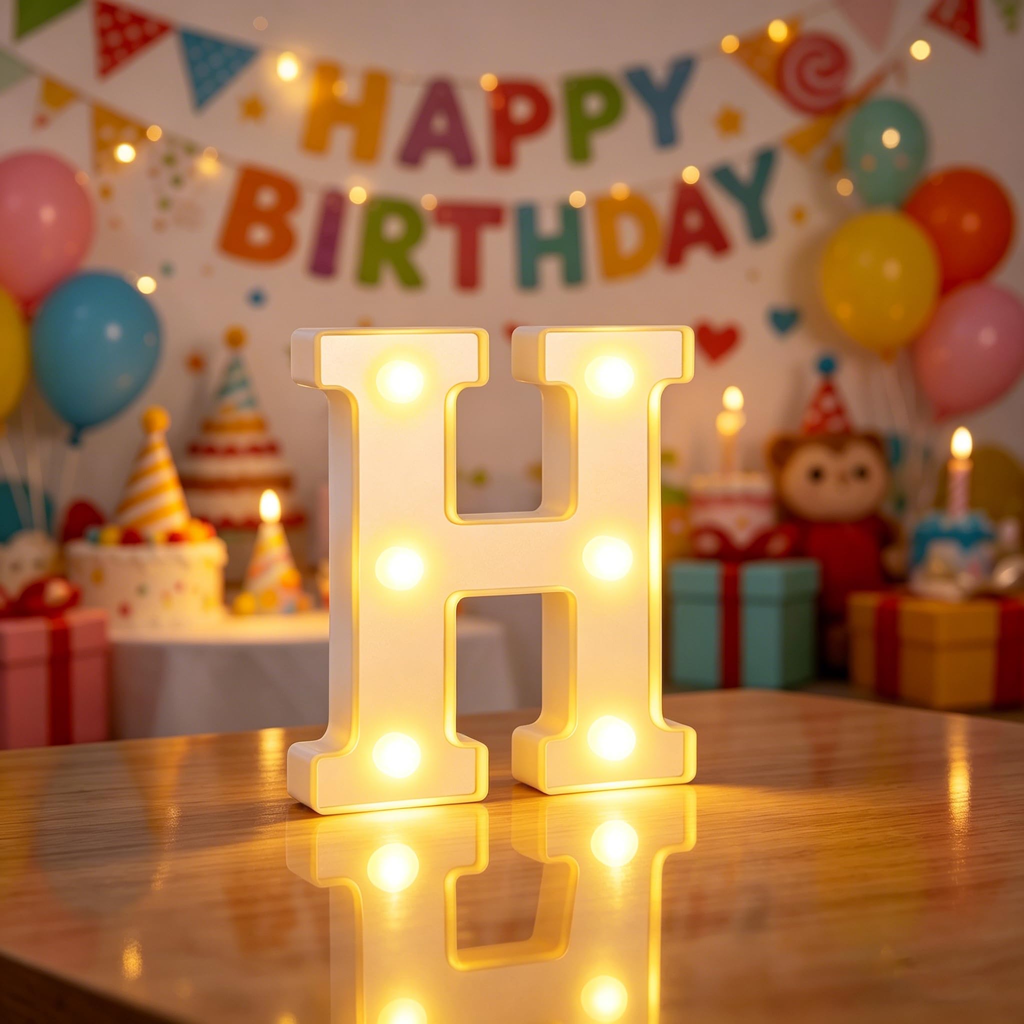 Light up Letters H, 6.3in LED Marquee Letter Lights for Girls Bedroom Accessories, Alphabet Sign H Gifts for Girl Women, Birthday Lights for Valentine Party Birthday Decorations (H)