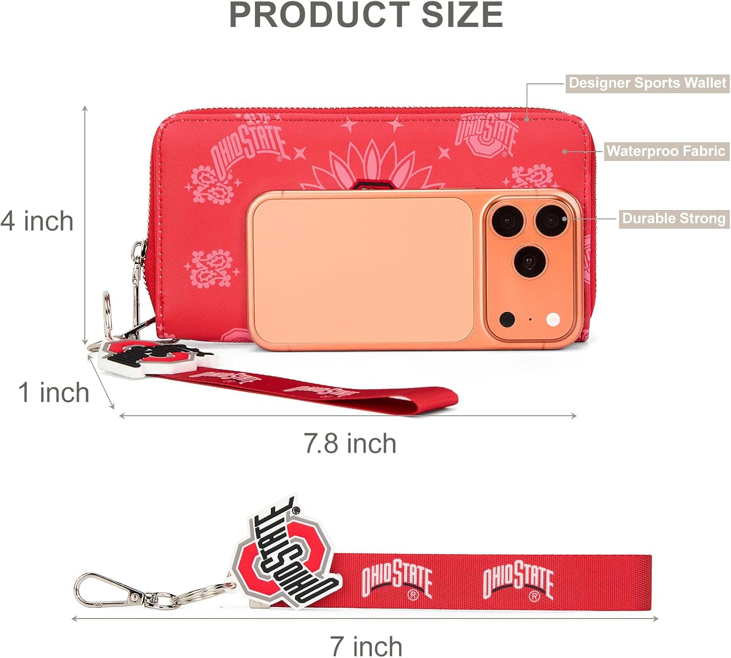 NCAA Wristlet Purse for Women, Clutch Wallet with RFID Blocking Card Slot, Sport Fans Purse for Gift