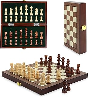 Niwlix Chess Board Set Wooden Magnetic Portable Board Game Compact &amp; Folding - Classic Travel Chess for Kids &amp; Adults (9.5...