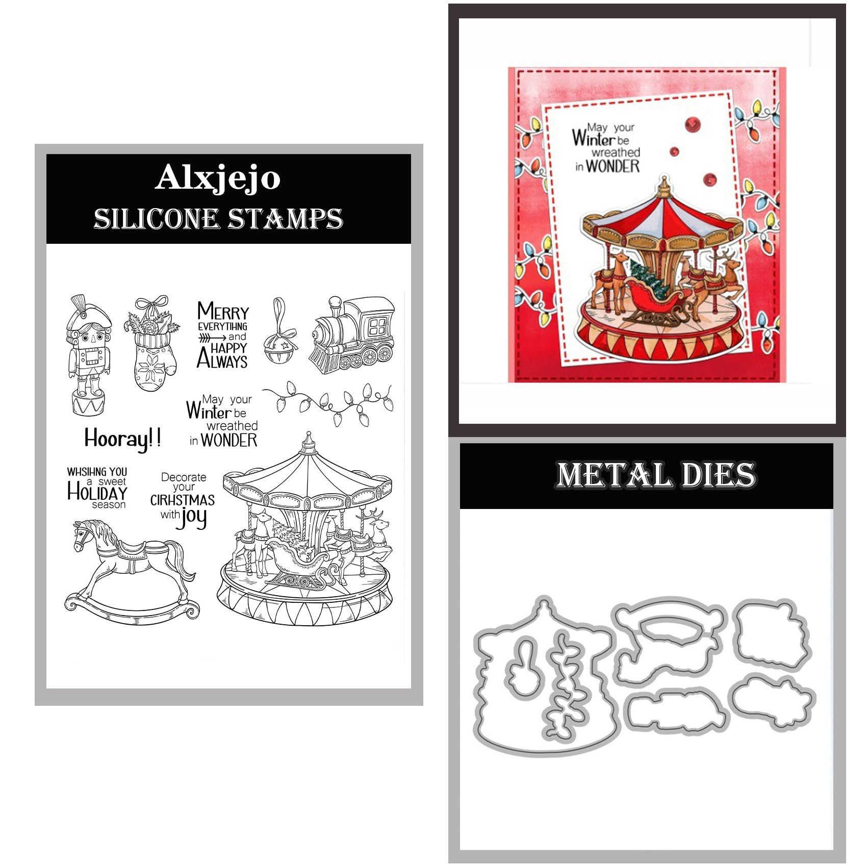 Alxjejo Cutting Dies and Stamps Set 2024-2025-2026,Stamps and die for Card Making for DIY Birthdays, Thanksgiving Day, Valentine's Day, Scrapbooking, Art Craft, Festivals Greeting Card Album