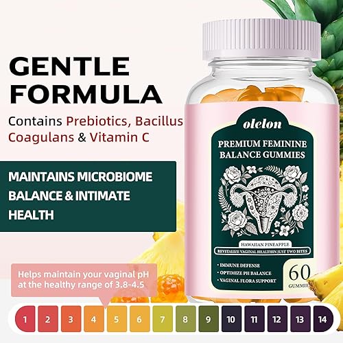 Miniatura 4 de Feminine Balance - Gomitas de pH para mujer, gomitas prebióticas y probióticas con bacillus coagulans, vitamina C y extracto de piña, sabor a piña
