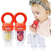 Vista 1 de Baby Fruit Feeder by Lovenoobs™, Frozen Teething Toys for Babies, 2 Pack, Fruit Pacifier with 6 Teats, BPA/BPS Free, Mesh Teether, Food-Grade Verde