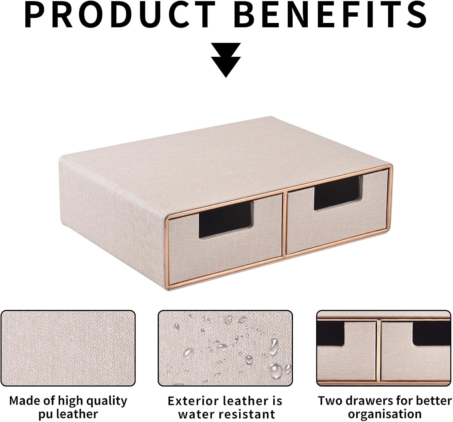 Stackable Desk Drawer Organizer,Dressing table organizer for Jewelry/Cosmetics,Coffee Maker Display holder and Storage Box for Home office,Beige