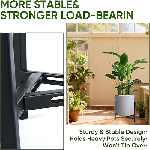 Miniatura 7 de Soporte de metal ajustable para plantas para interiores y exteriores, soportes resistentes con diseño a prueba de óxido para macetas de 8 a 12
