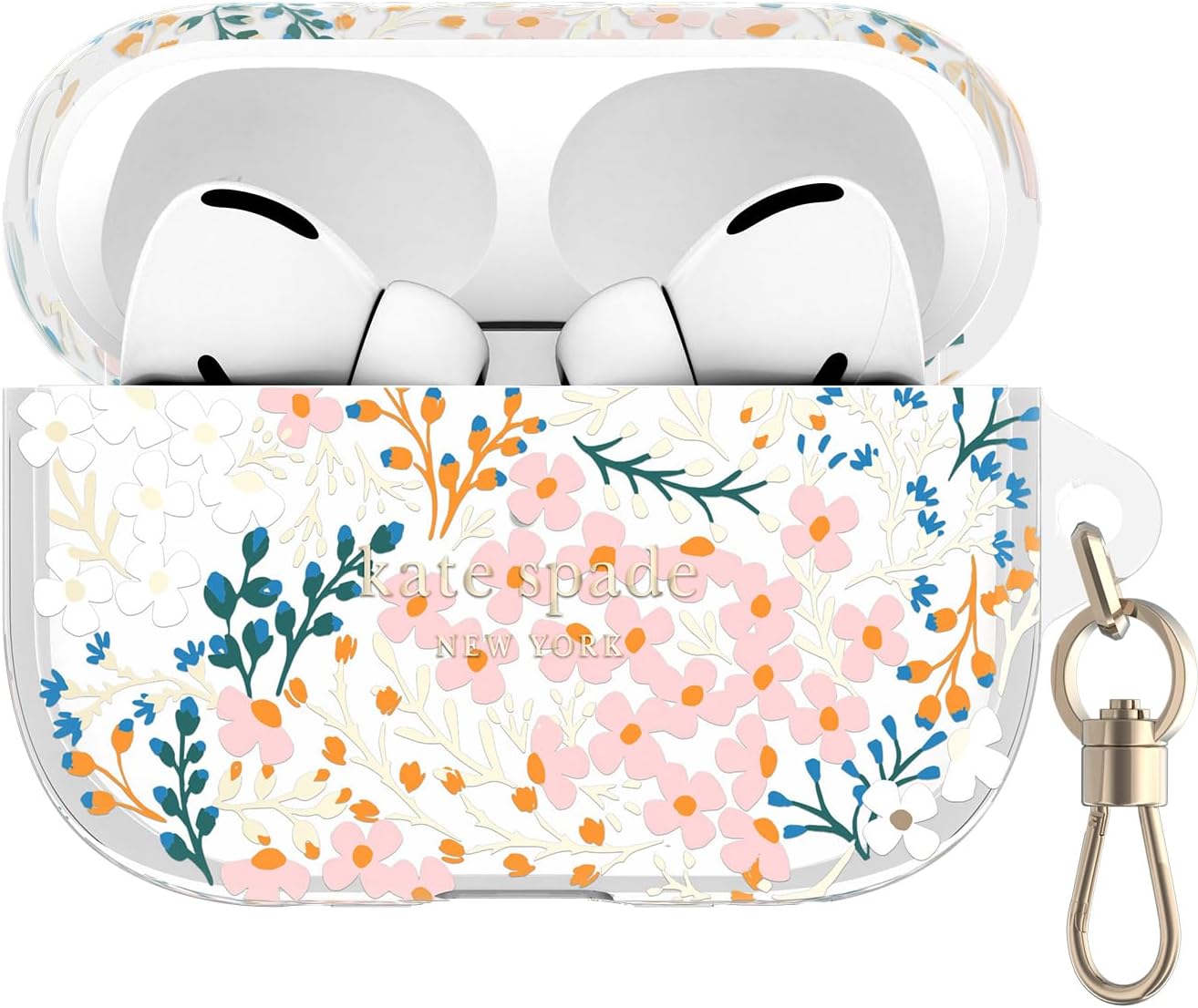 kate spade new york AirPods Pro Protective Case with Keychain Ring - Multi Floral Rose, Compatible with AirPods Pro 2nd / 1st Generation
