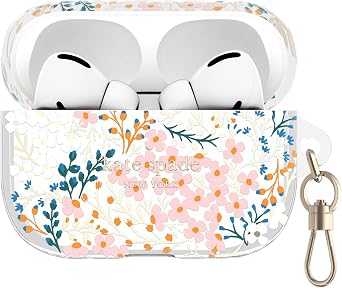 kate spade new york AirPods Pro 2nd/1st Case - Multi Floral Rose | Stylish Case w/Luxe Gold Ring Keychain for Bag, Tote, Backpack & More - Protective Case for AirPods Pro 1st & 2nd Generation