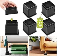 Vista 14 de Paquete de 12 elevadores de muebles de 1 pulgada, elevadores de cama ajustables resistentes para mesa, escritorio, sofá, gabinete, marco de cama