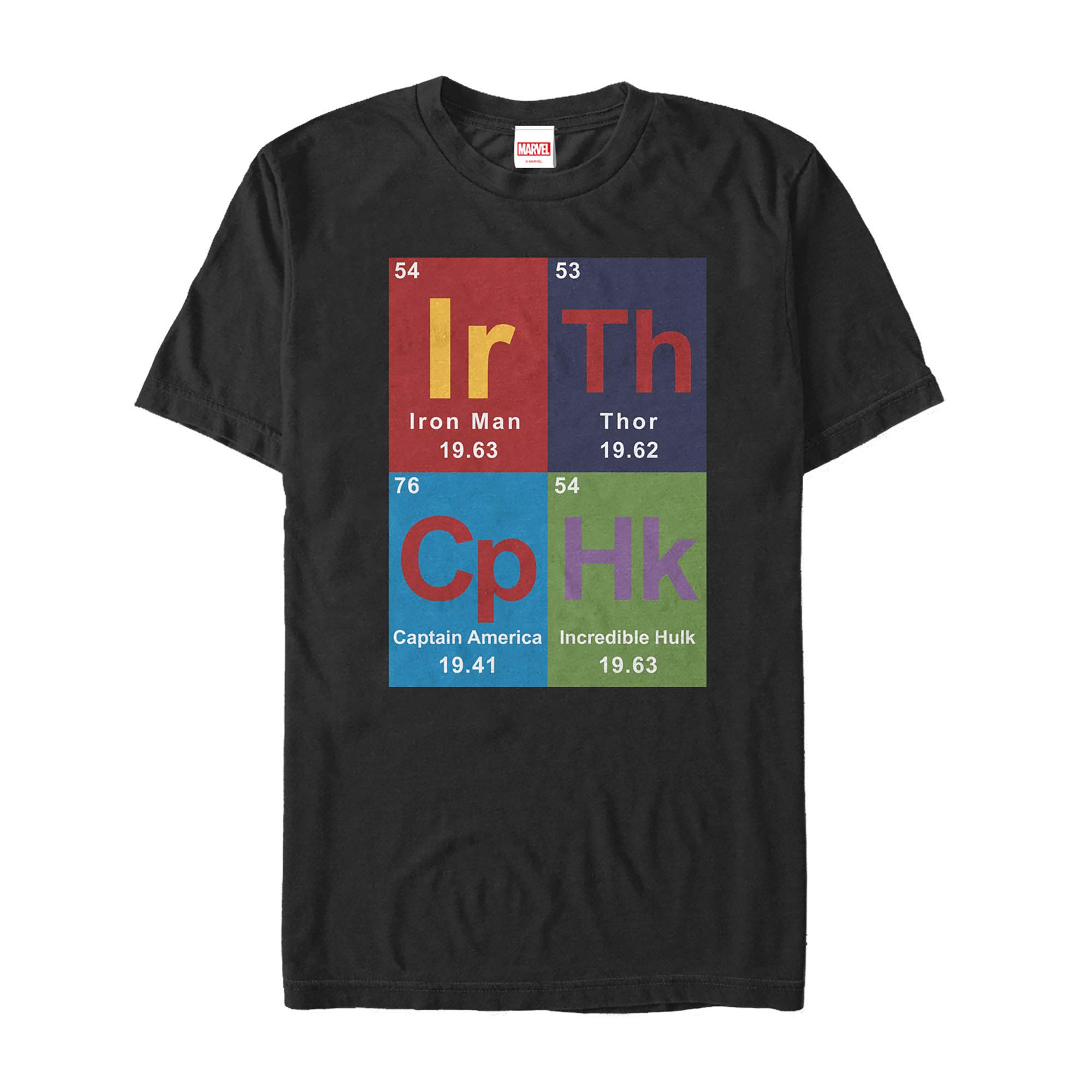 T-shirt Marvel Avengers Periodic Elements homme en coton noir