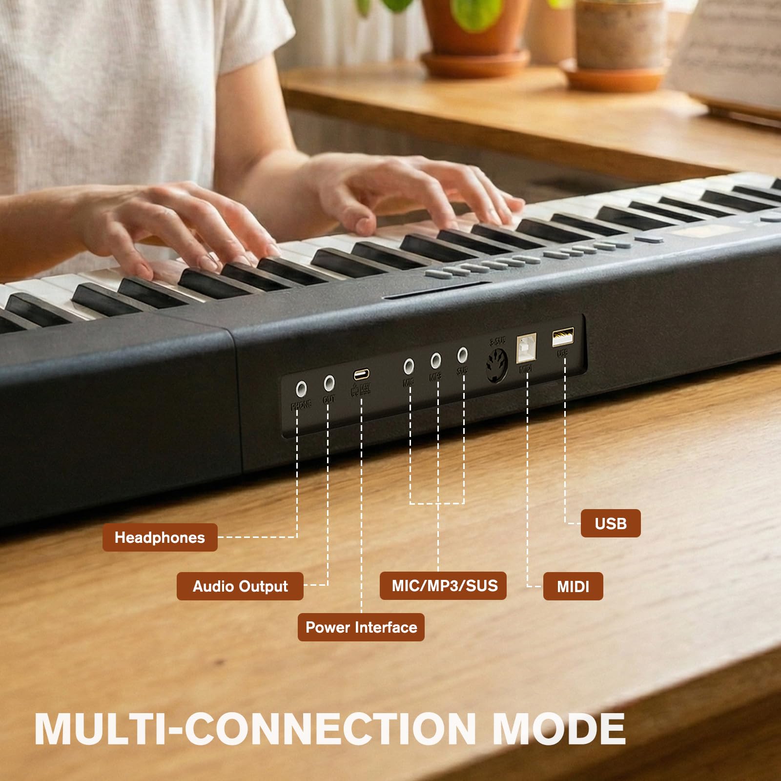 UMOMO Pianoforte digitale pieghevole a 88 tasti con tasti illuminati, pianoforte a tastiera semi-pesata full size con MIDI, pianoforte portatile elettrico per principianti con pedale sustain, borsa