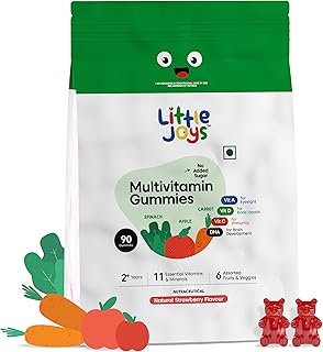 Little Joys Multivitamin Gummies Pouch for Kids (2-6 years) | 90 Days Pack | No Sugar Added | Strawberry Flavour | Boosts ...
