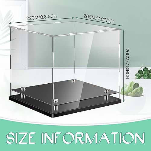 Miniatura 8 de Barydat Vitrina transparente para casco, caja de exhibición de sombrero de béisbol acrílico de cristal con elevadores de acero inoxidable, soporte