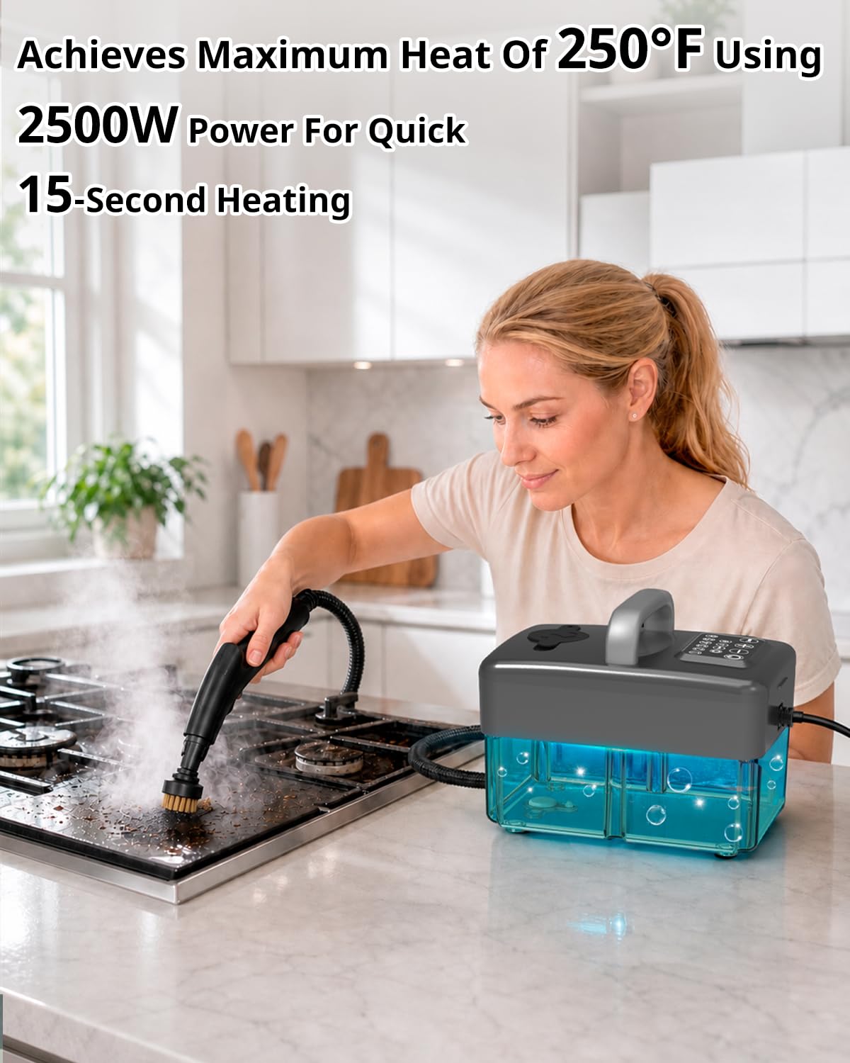 18-IN-1 Dampfreiniger Handgerät für Alles | 【2500W, 6-Stufig Einstellbar, 1,6L Wassertank】【120 °C Dampf,15s Aufheizzeit】 Dampfreinigung für Boden, Polstermöbel,Auto