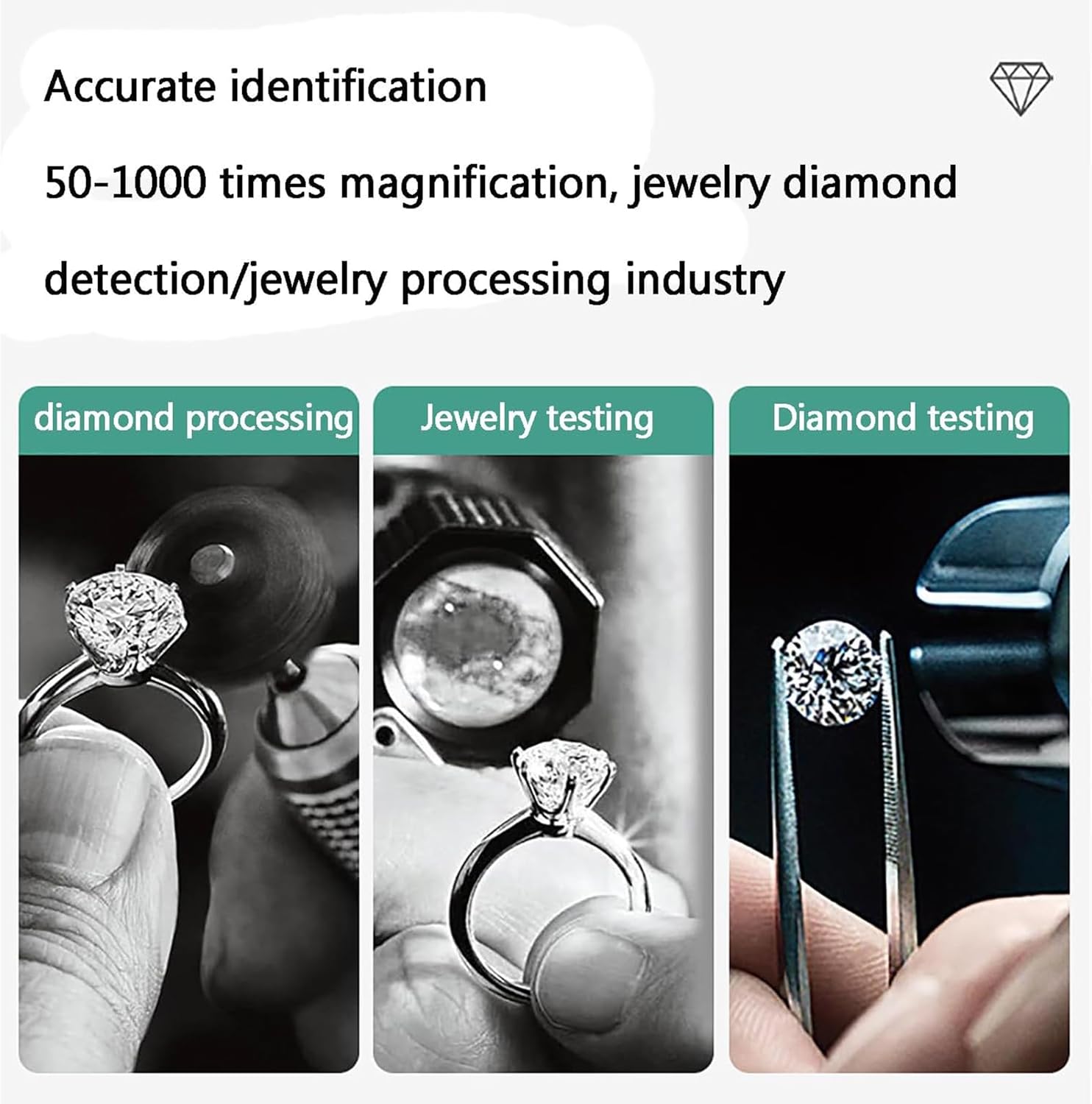 4.3Inch LCD Digital Microscope, Digital Diamond Girdle Viewer, 50-1000X Magnification, Biological Microscope Kit, Accurate Identification, for Diamond Inscription Viewer