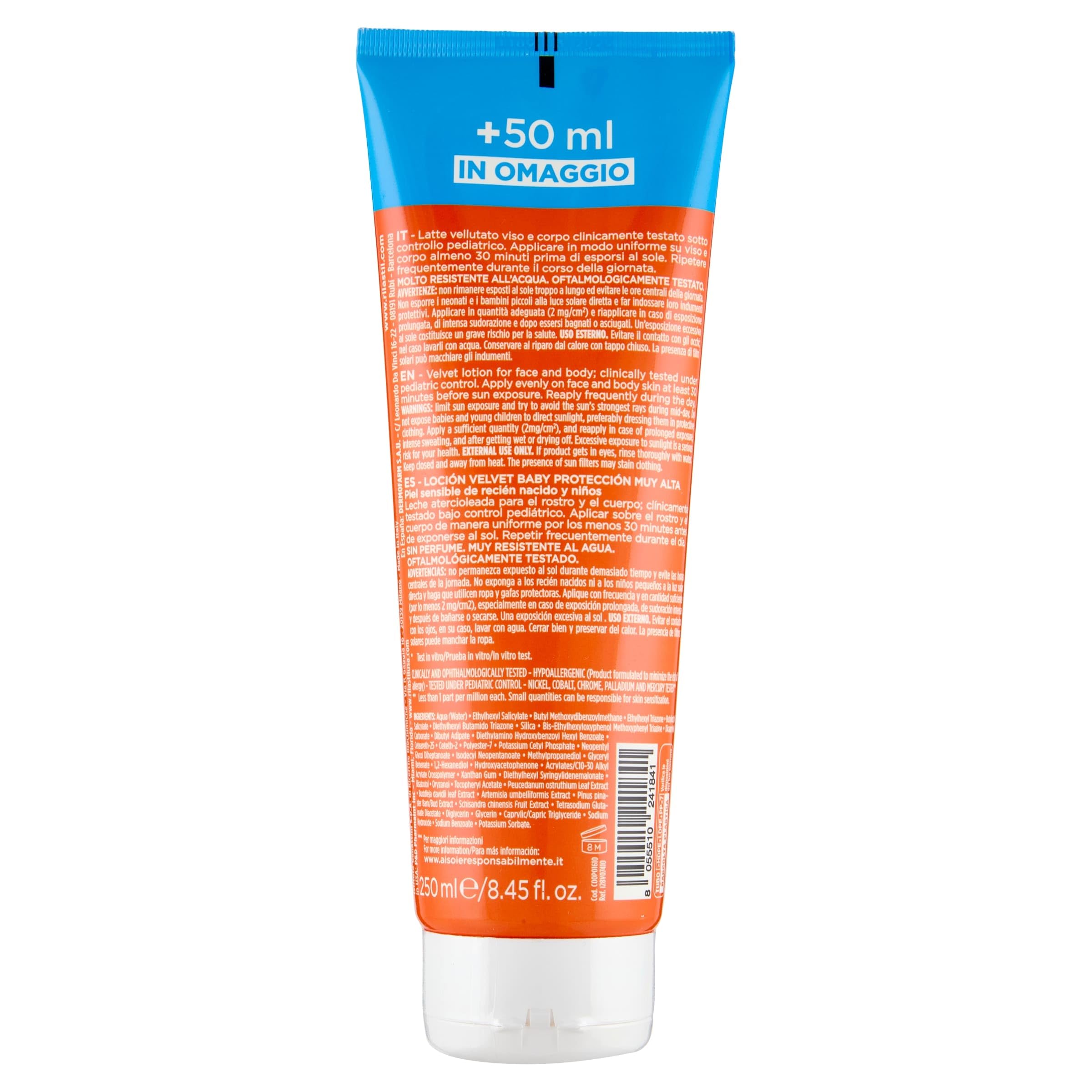 Rilastil Sun System Baby Latte Velluto SPF50+ Protezione Solare Viso e Corpo 250 ml