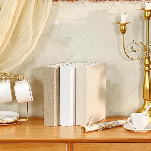 Miniatura 4 de Tioncy Caja de libros de lino neutro para decoración, caja de almacenamiento de libros de imitación moderna para estantería, mesa de café,